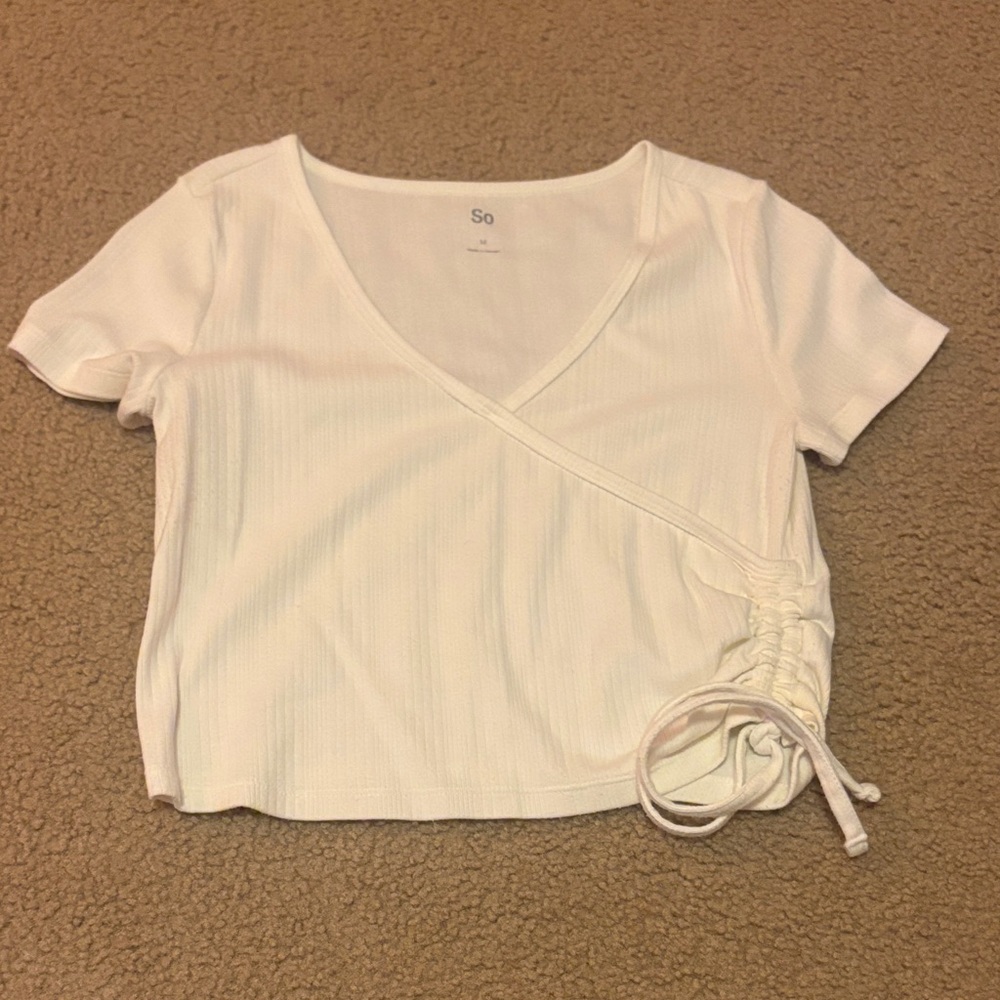 SO Women's White Wrap Crop Top
